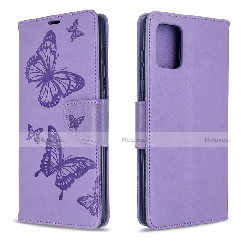 Leather Case Stands Flip Cover L17 Holder for Samsung Galaxy A71 5G Purple