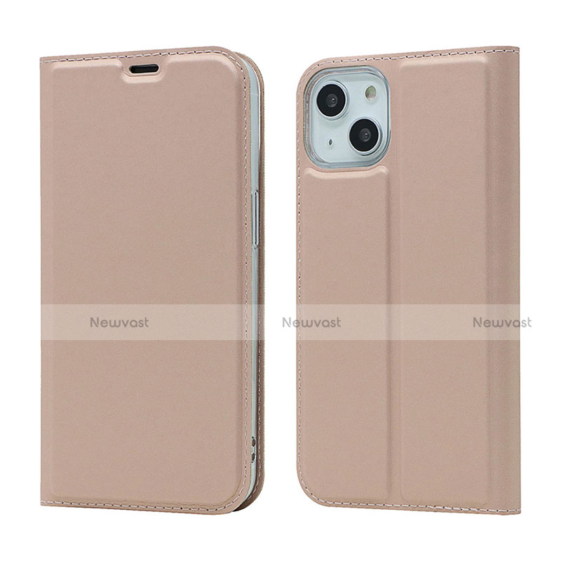 Leather Case Stands Flip Cover L18 Holder for Apple iPhone 13 Rose Gold