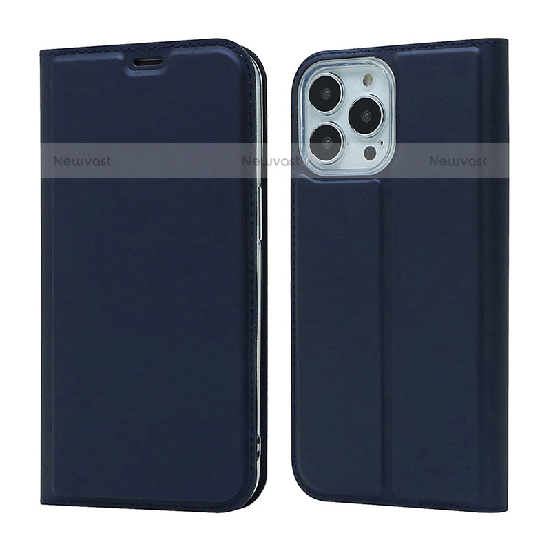 Leather Case Stands Flip Cover L18 Holder for Apple iPhone 15 Pro Blue