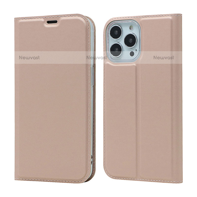 Leather Case Stands Flip Cover L18 Holder for Apple iPhone 15 Pro Rose Gold