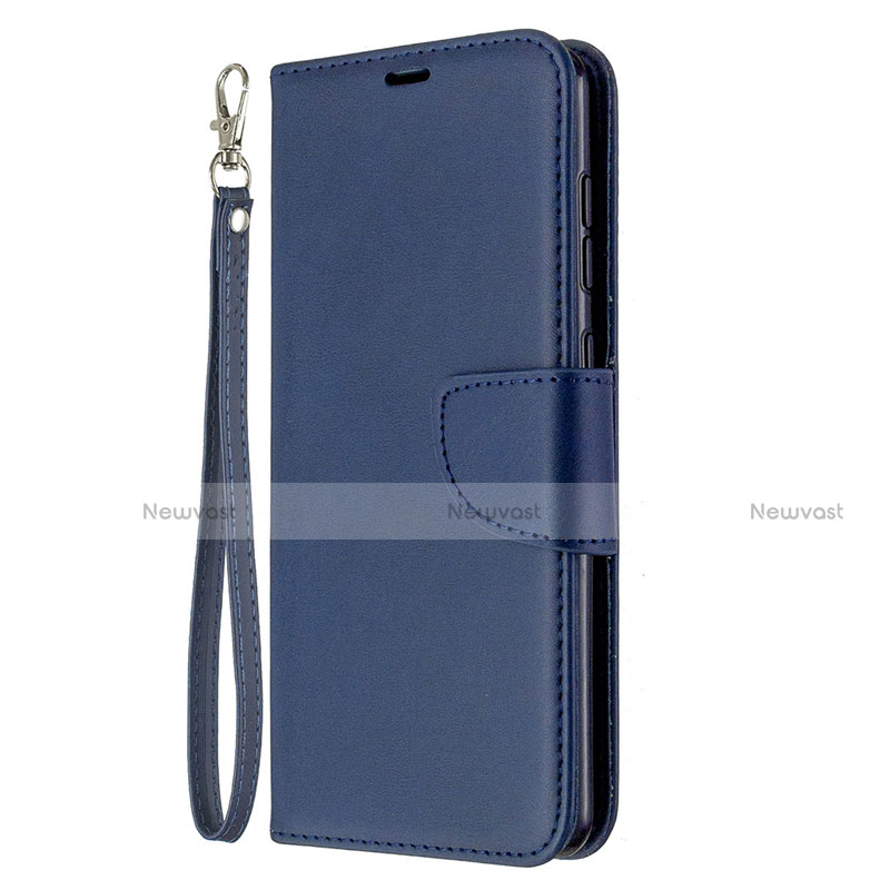 Leather Case Stands Flip Cover L18 Holder for Samsung Galaxy A31 Blue