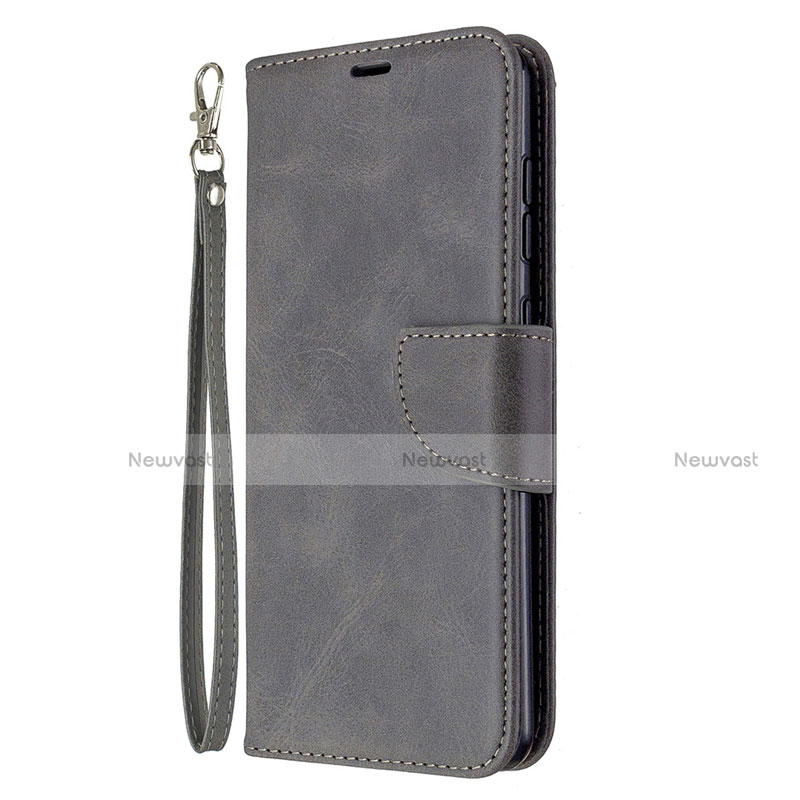 Leather Case Stands Flip Cover L18 Holder for Samsung Galaxy A31 Gray