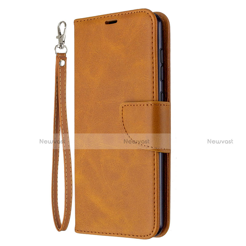 Leather Case Stands Flip Cover L18 Holder for Samsung Galaxy A31 Orange