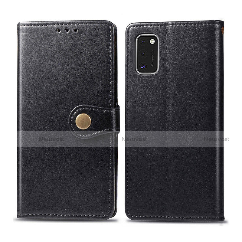 Leather Case Stands Flip Cover L18 Holder for Samsung Galaxy A41 Black