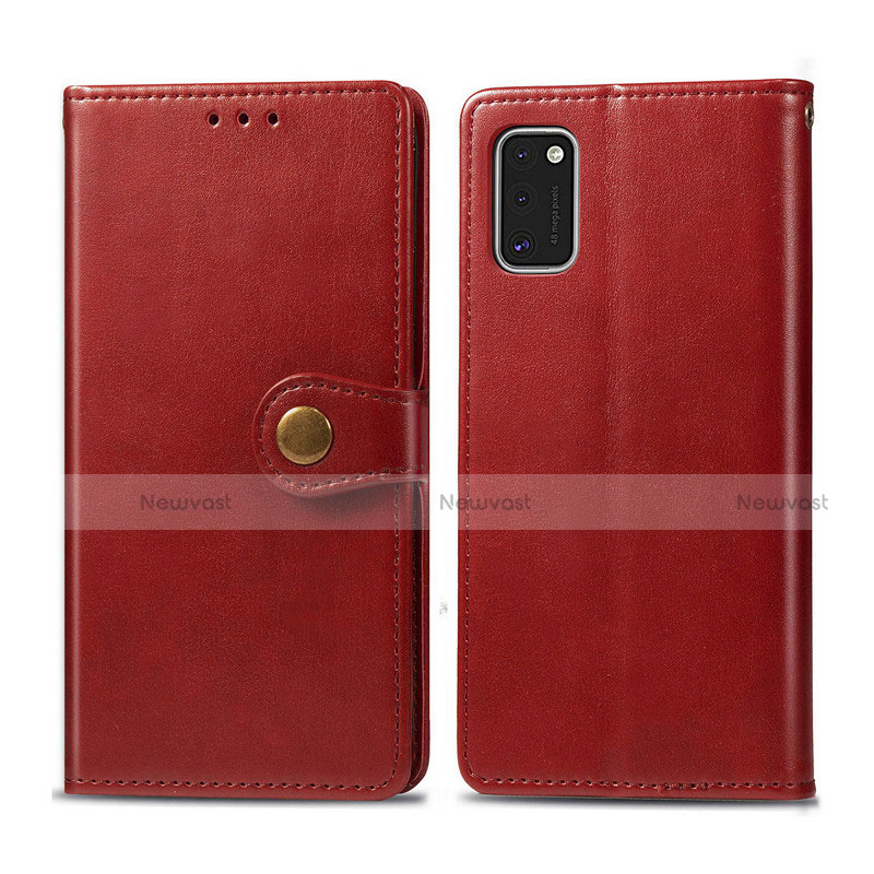 Leather Case Stands Flip Cover L18 Holder for Samsung Galaxy A41 Red