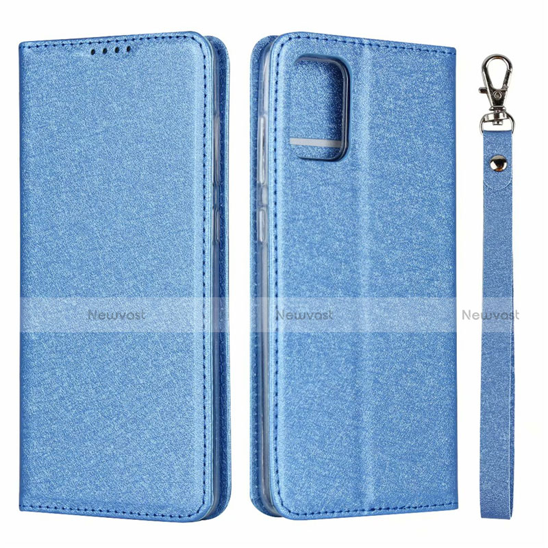 Leather Case Stands Flip Cover L18 Holder for Samsung Galaxy A51 5G Sky Blue