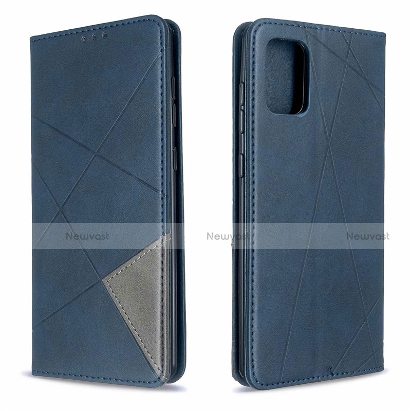 Leather Case Stands Flip Cover L18 Holder for Samsung Galaxy A71 5G Blue