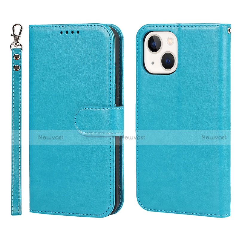 Leather Case Stands Flip Cover L19 Holder for Apple iPhone 13 Sky Blue