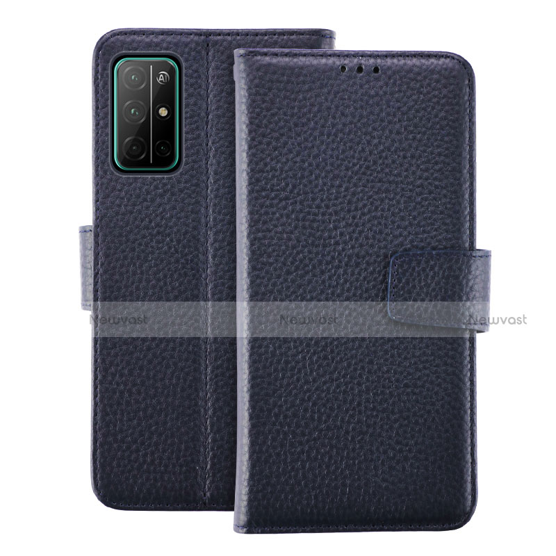 Leather Case Stands Flip Cover L19 Holder for Huawei Honor 30S Blue