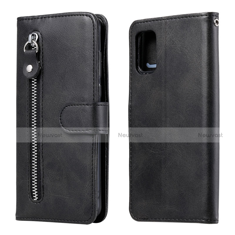 Leather Case Stands Flip Cover L20 Holder for Samsung Galaxy A41 Black