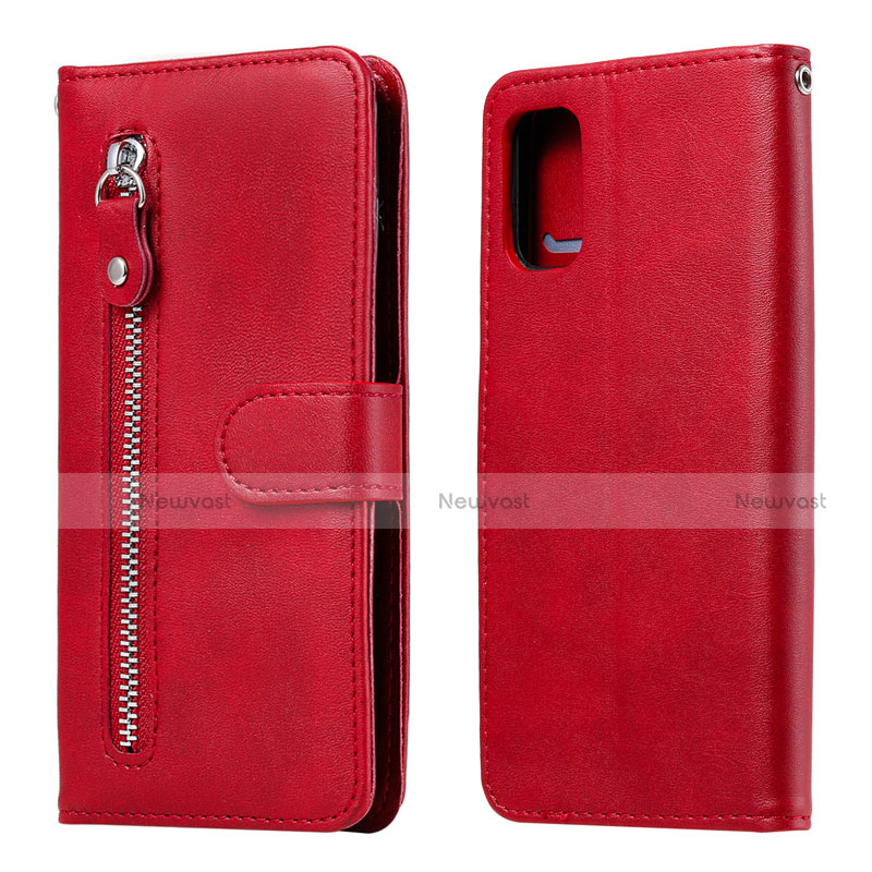 Leather Case Stands Flip Cover L20 Holder for Samsung Galaxy A41 Red