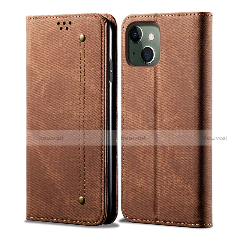 Leather Case Stands Flip Cover L21 Holder for Apple iPhone 14 Brown