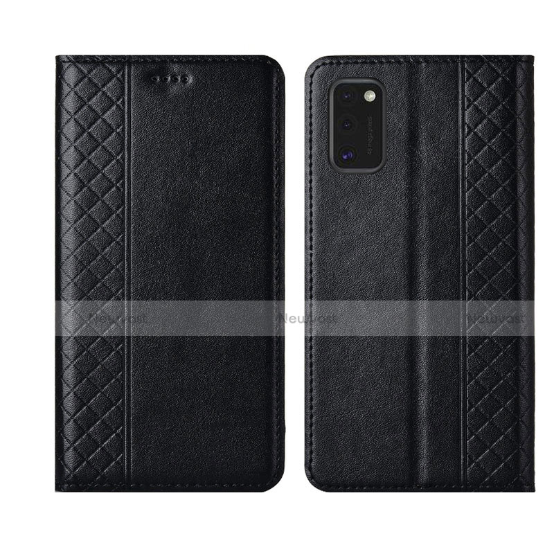 Leather Case Stands Flip Cover L21 Holder for Samsung Galaxy A41 Black