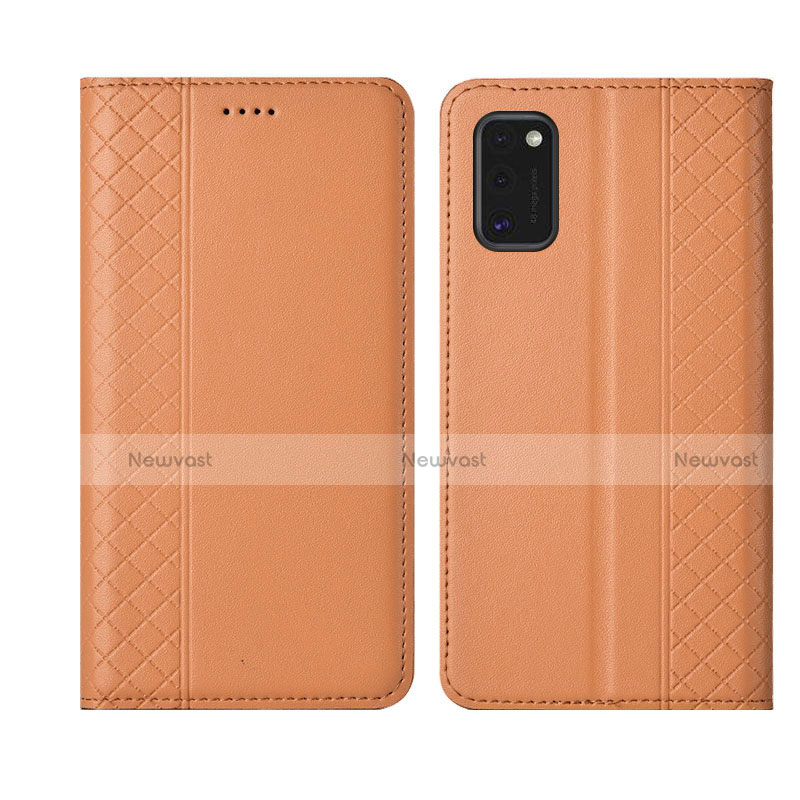 Leather Case Stands Flip Cover L21 Holder for Samsung Galaxy A41 Orange