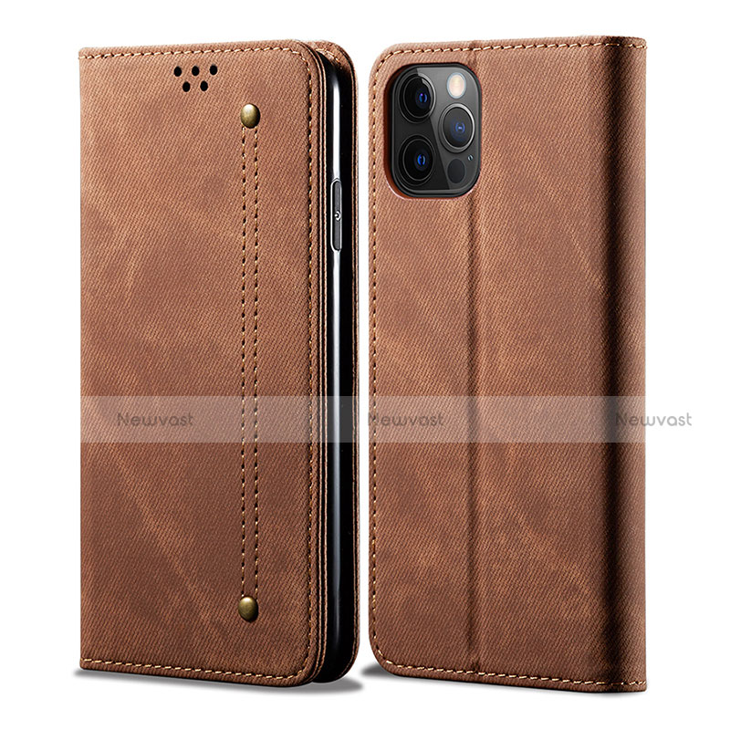 Leather Case Stands Flip Cover L22 Holder for Apple iPhone 13 Pro Max Brown