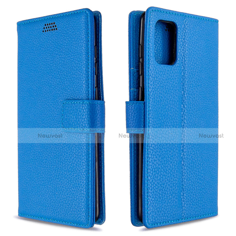 Leather Case Stands Flip Cover L22 Holder for Samsung Galaxy A71 5G Blue