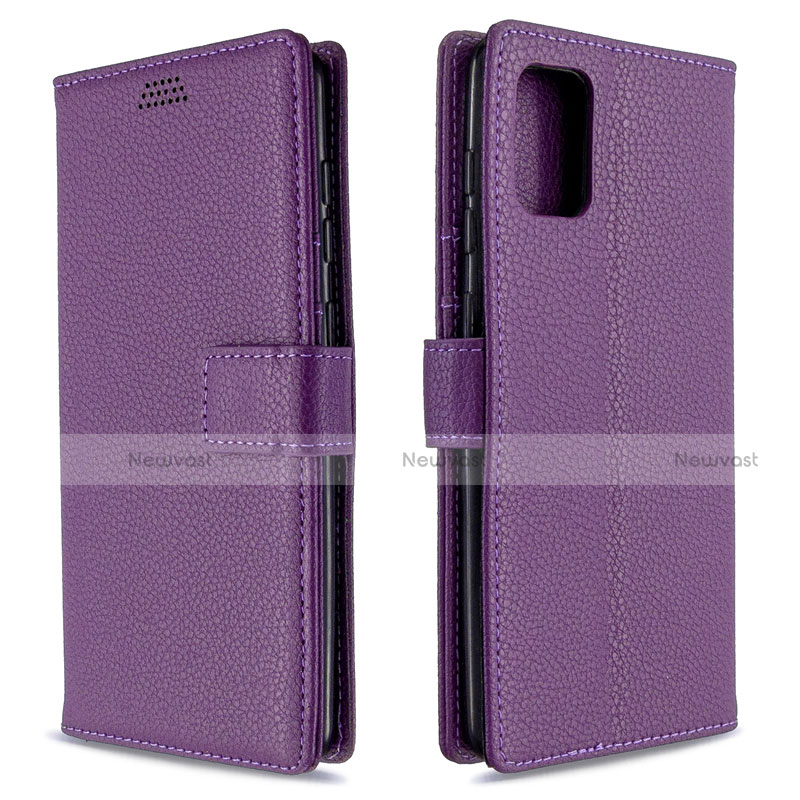 Leather Case Stands Flip Cover L22 Holder for Samsung Galaxy A71 5G Purple