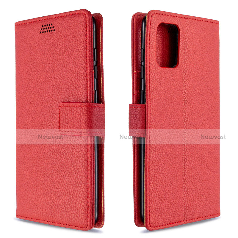 Leather Case Stands Flip Cover L22 Holder for Samsung Galaxy A71 5G Red