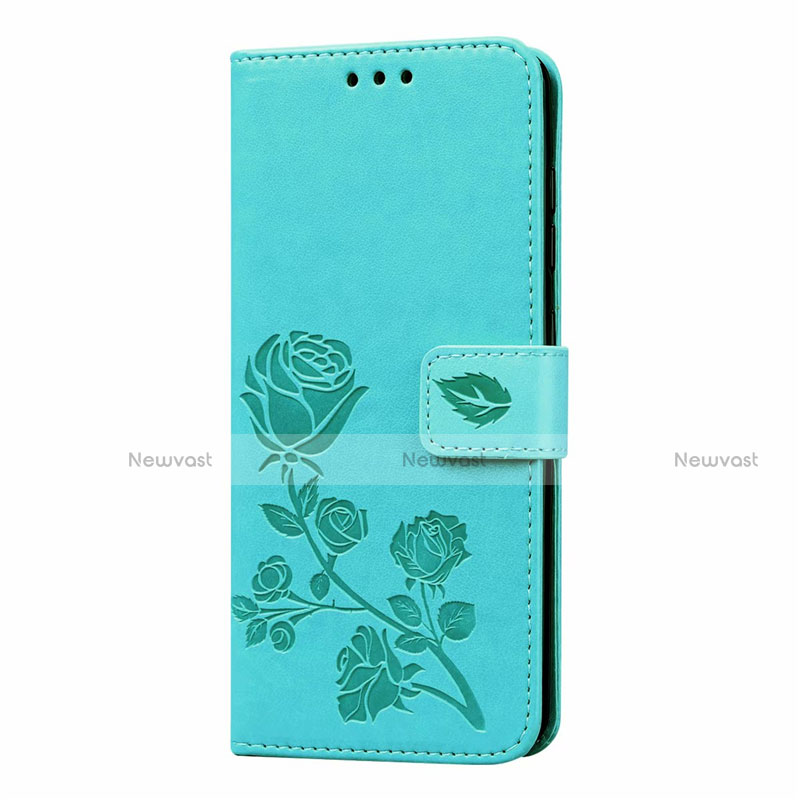 Leather Case Stands Flip Cover L23 Holder for Samsung Galaxy A41 Cyan