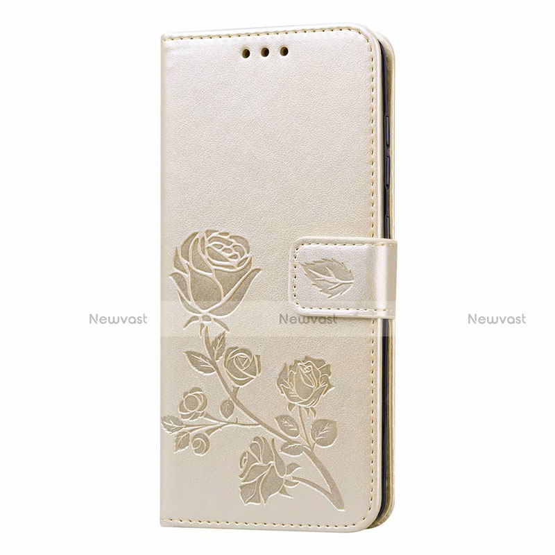 Leather Case Stands Flip Cover L23 Holder for Samsung Galaxy A41 Gold