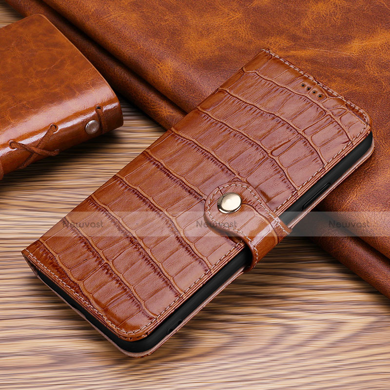 Leather Case Stands Flip Cover L24 Holder for Apple iPhone 13 Brown