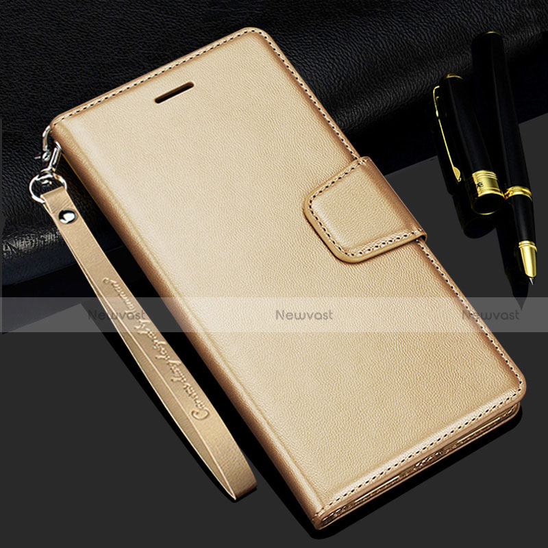 Leather Case Stands Flip Cover L24 Holder for Samsung Galaxy A41 Gold