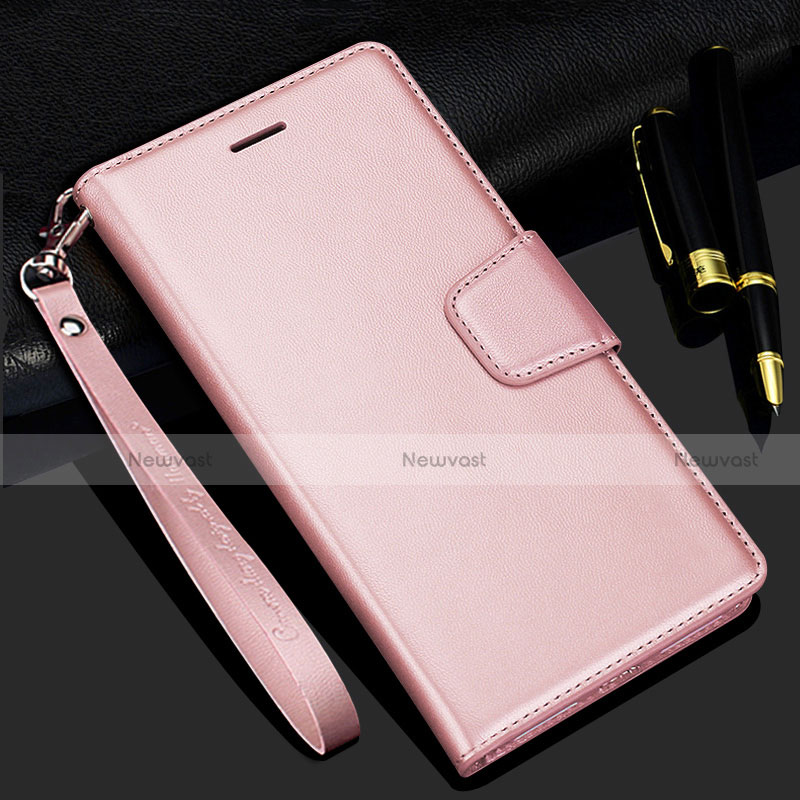 Leather Case Stands Flip Cover L24 Holder for Samsung Galaxy A41 Rose Gold