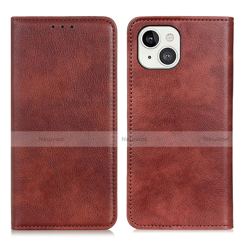 Leather Case Stands Flip Cover L25 Holder for Apple iPhone 13 Brown