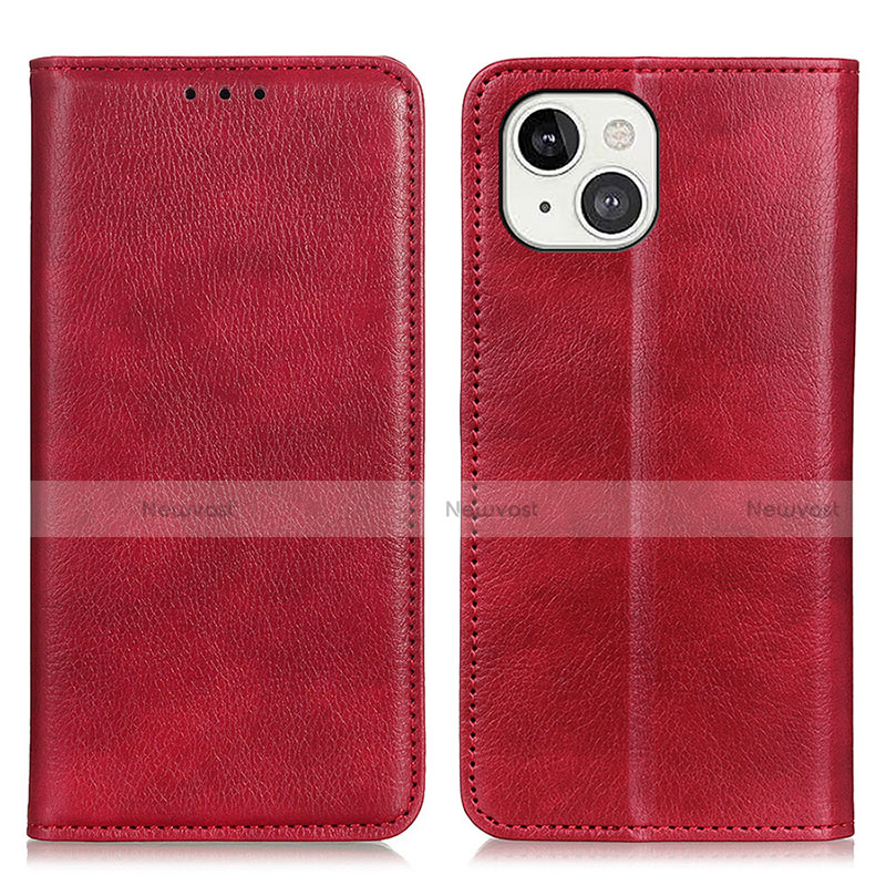 Leather Case Stands Flip Cover L25 Holder for Apple iPhone 14 Plus Red