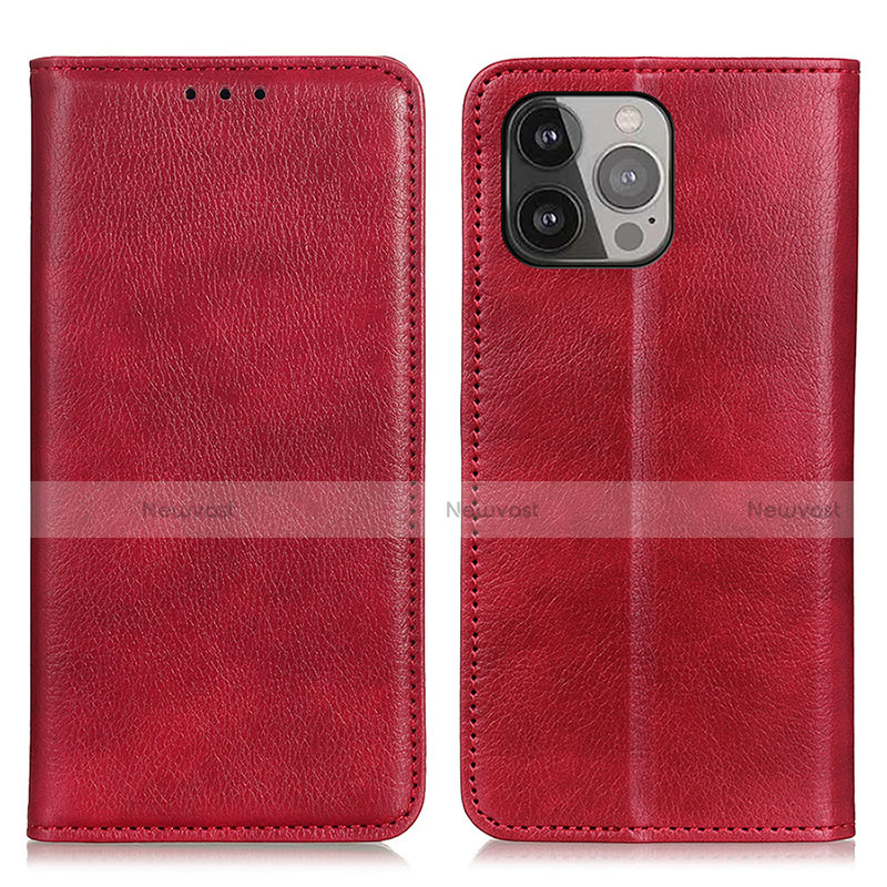 Leather Case Stands Flip Cover L25 Holder for Apple iPhone 14 Pro Max Red