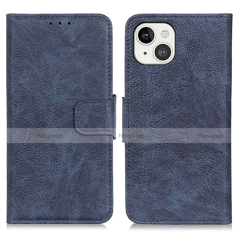 Leather Case Stands Flip Cover L27 Holder for Apple iPhone 14 Blue