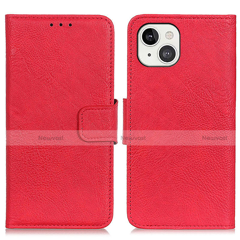 Leather Case Stands Flip Cover L27 Holder for Apple iPhone 15 Red