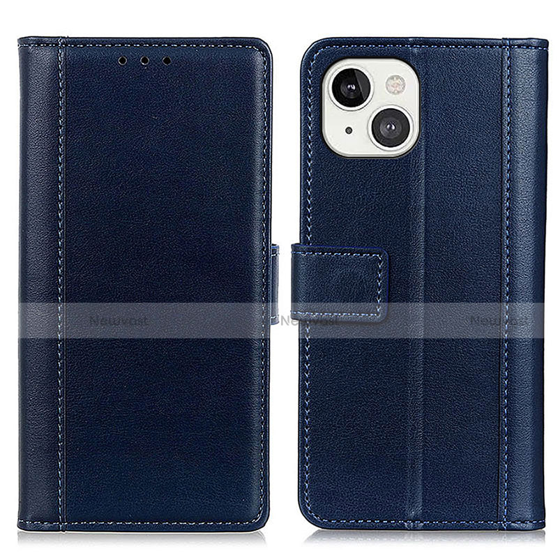 Leather Case Stands Flip Cover L28 Holder for Apple iPhone 13 Blue