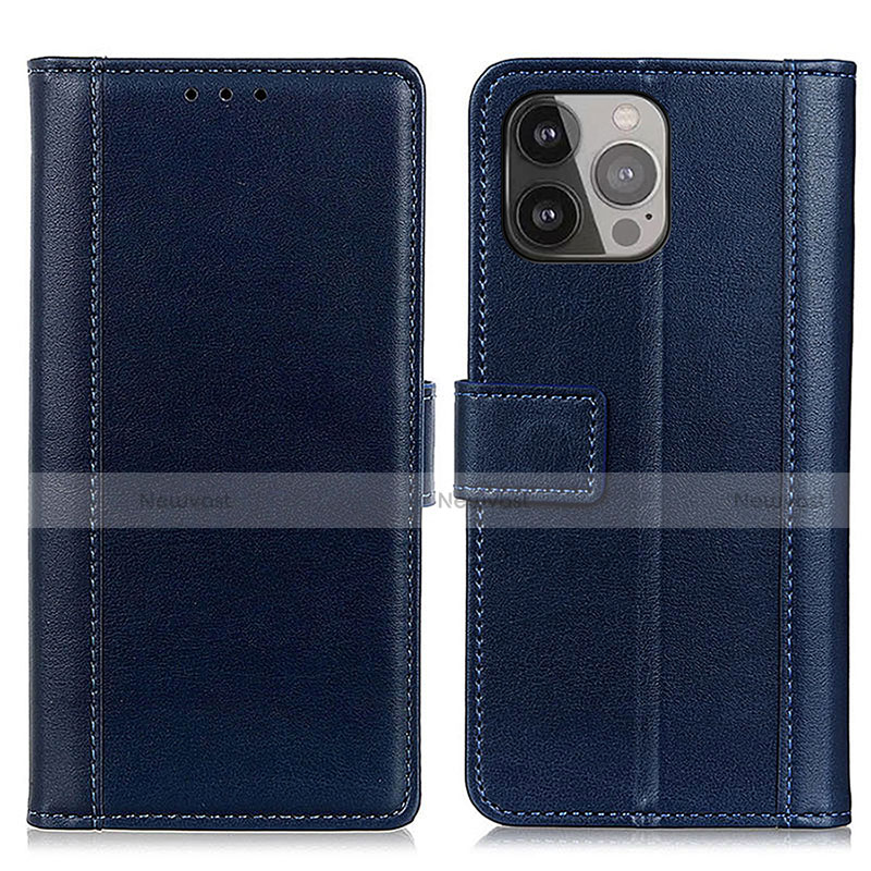 Leather Case Stands Flip Cover L28 Holder for Apple iPhone 13 Pro Blue