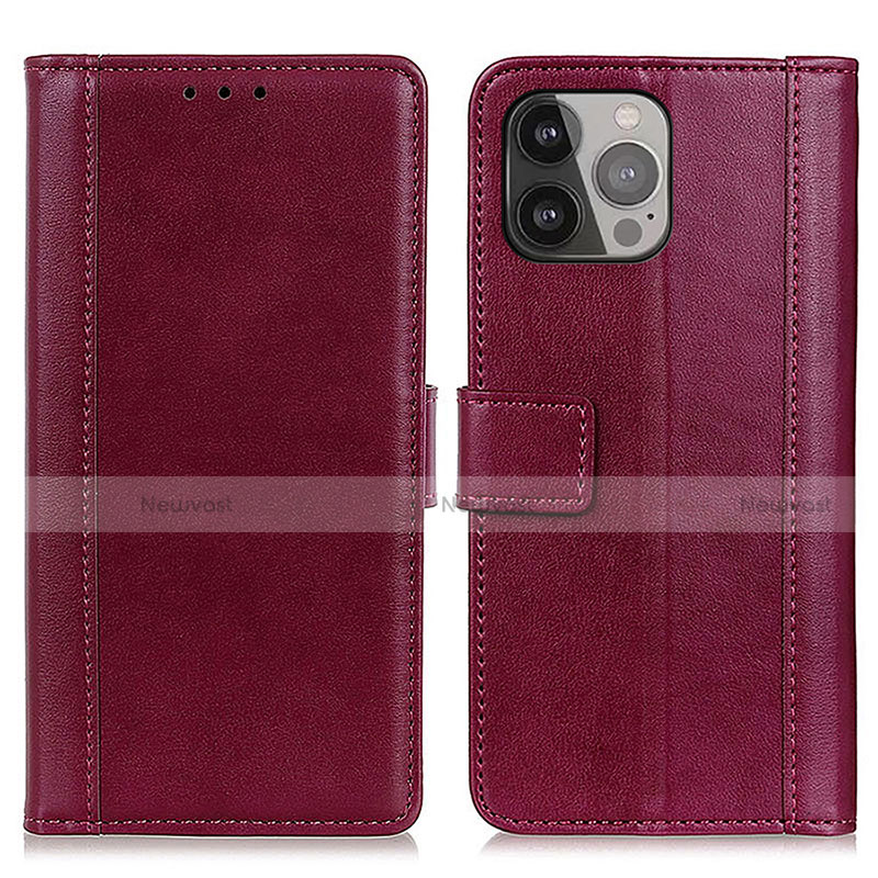 Leather Case Stands Flip Cover L28 Holder for Apple iPhone 13 Pro Red