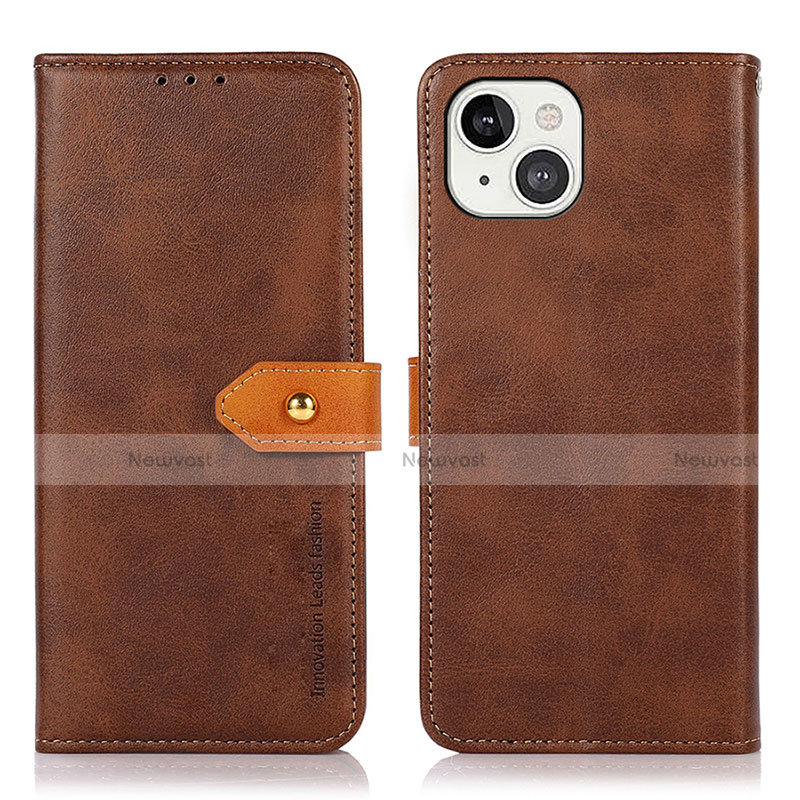 Leather Case Stands Flip Cover L29 Holder for Apple iPhone 13 Brown