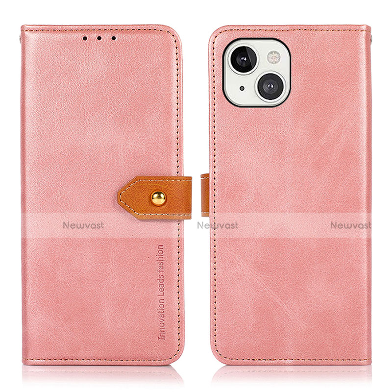 Leather Case Stands Flip Cover L29 Holder for Apple iPhone 13 Rose Gold