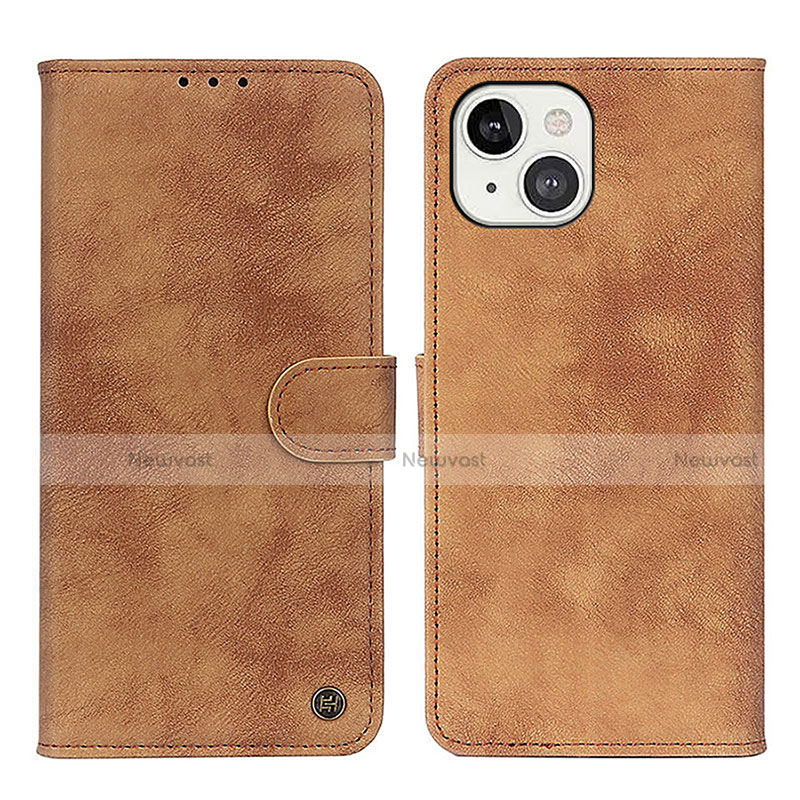 Leather Case Stands Flip Cover L30 Holder for Apple iPhone 13 Brown