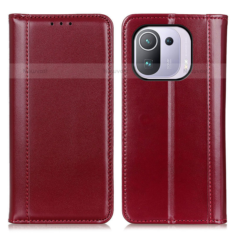 Leather Case Stands Flip Cover M05L Holder for Xiaomi Mi 11 Pro 5G Red