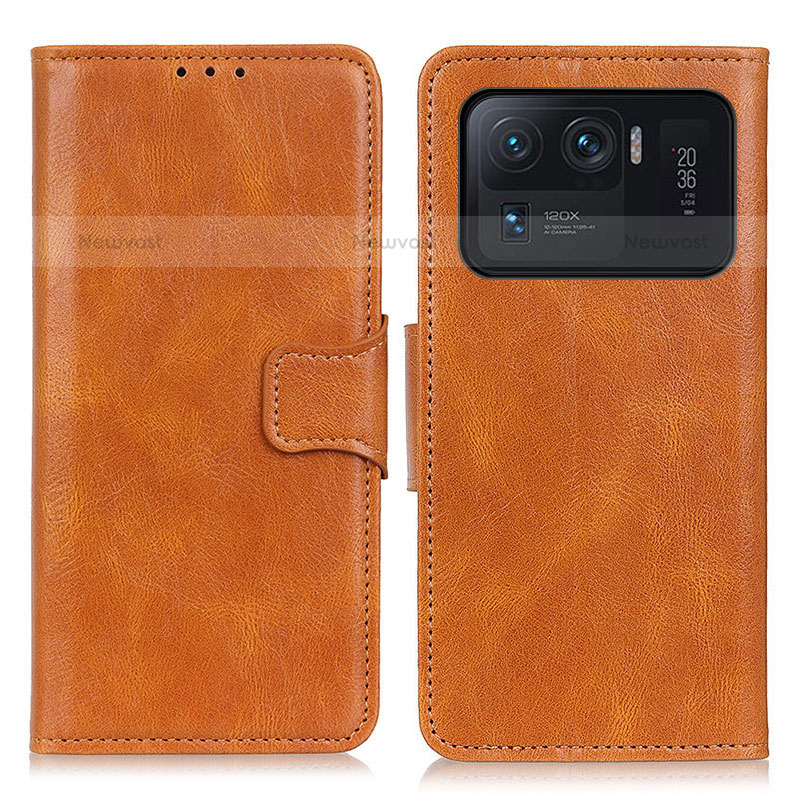 Leather Case Stands Flip Cover M09L Holder for Xiaomi Mi 11 Ultra 5G Brown