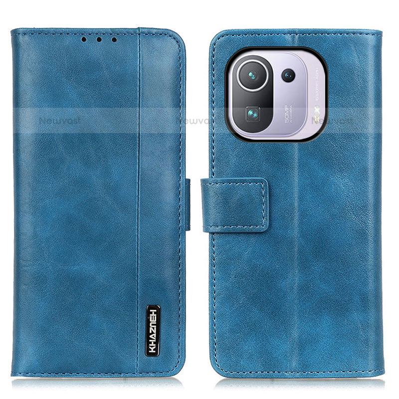 Leather Case Stands Flip Cover M11L Holder for Xiaomi Mi 11 Pro 5G Blue