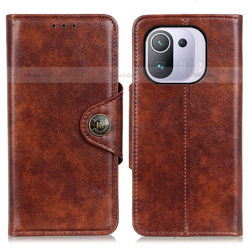 Leather Case Stands Flip Cover M12L Holder for Xiaomi Mi 11 Pro 5G Brown