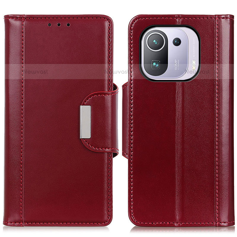 Leather Case Stands Flip Cover M13L Holder for Xiaomi Mi 11 Pro 5G Red