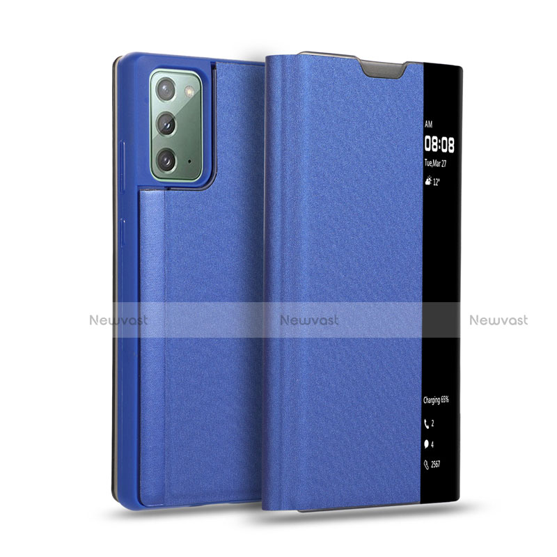 Leather Case Stands Flip Cover N01 Holder for Samsung Galaxy Note 20 5G Blue