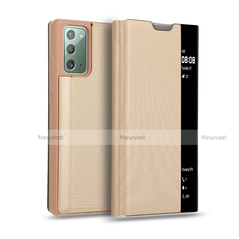 Leather Case Stands Flip Cover N01 Holder for Samsung Galaxy Note 20 5G Gold