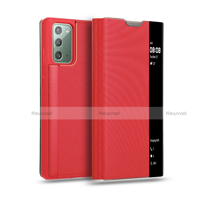 Leather Case Stands Flip Cover N01 Holder for Samsung Galaxy Note 20 5G Red