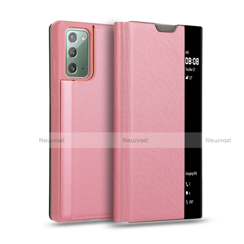 Leather Case Stands Flip Cover N01 Holder for Samsung Galaxy Note 20 5G Rose Gold