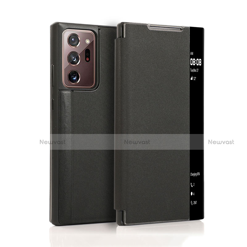 Leather Case Stands Flip Cover N01 Holder for Samsung Galaxy Note 20 Ultra 5G Black