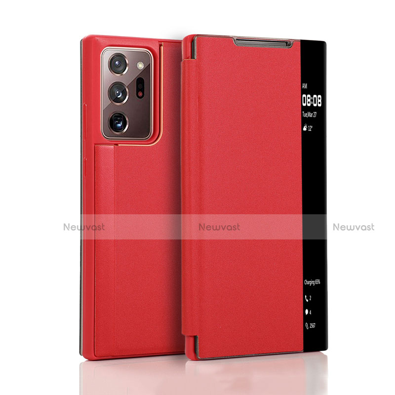 Leather Case Stands Flip Cover N01 Holder for Samsung Galaxy Note 20 Ultra 5G Red