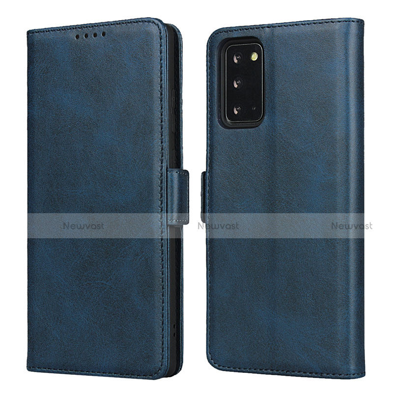 Leather Case Stands Flip Cover N02 Holder for Samsung Galaxy Note 20 5G Blue